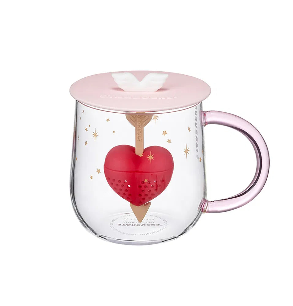 Starbucks Color Changing Tea Infuser Glass 414ml Heart 2021 Valentine