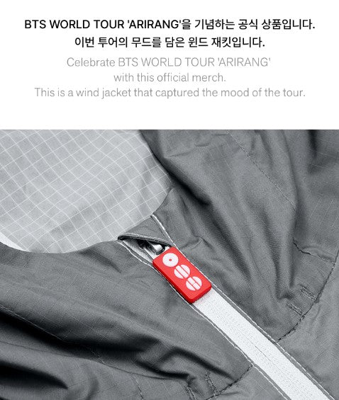 BTS Wind Jacket Gray Hoodie zip-up Authentic K-POP