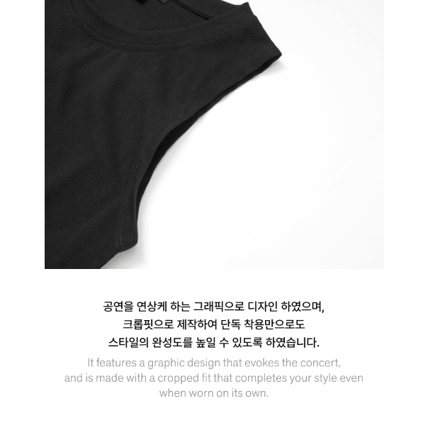 BTS Sleeveless T-Shirt Crop Fit Black Authentic K-POP