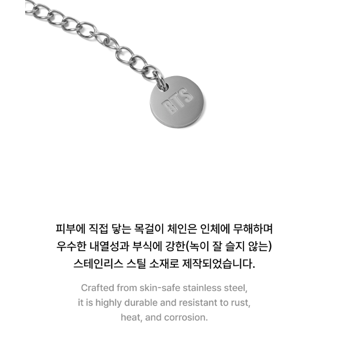 BTS Necklace Steel Chain Zinc Alloy Pendant K-POP