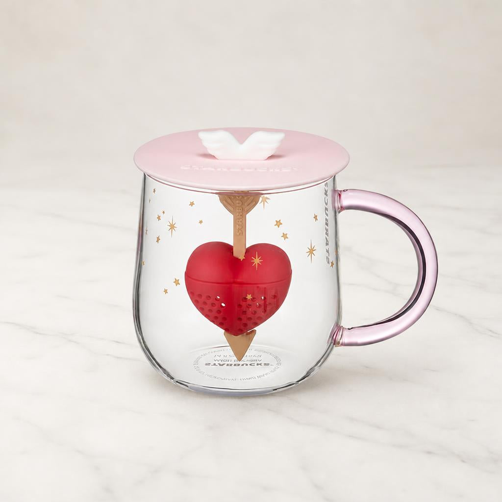 Starbucks Color Changing Tea Infuser Glass 414ml Heart 2021 Valentine