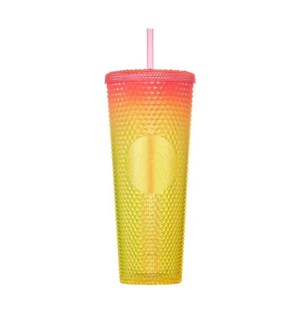 Starbucks 22 Summer Stud Pink Yellow Cold Cup 710ml