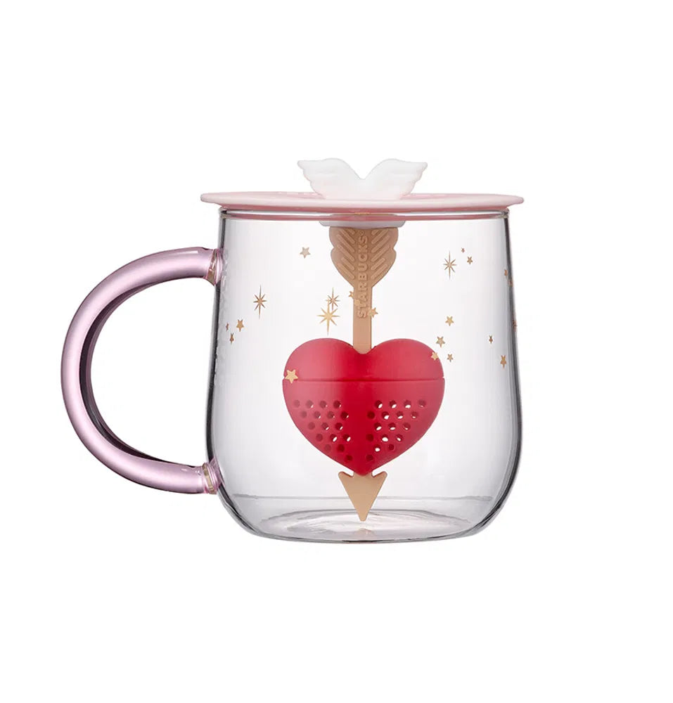 Starbucks Color Changing Tea Infuser Glass 414ml Heart 2021 Valentine