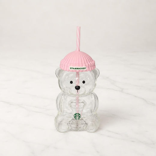 Starbucks Baby Pink Bearista Glass Cold Cup 591ml, Gift for Foreign Guests