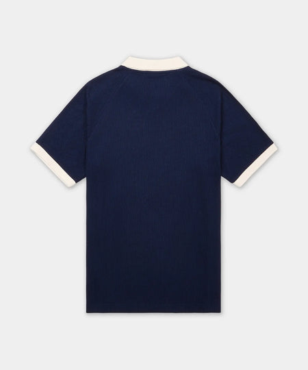 Adidas Waffle Short-Sleeved Polo Shirt - Navy KB5461