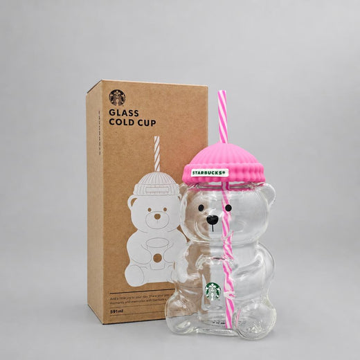 Starbucks Barbie Pink Bearista Glass Cold Cup 591ml