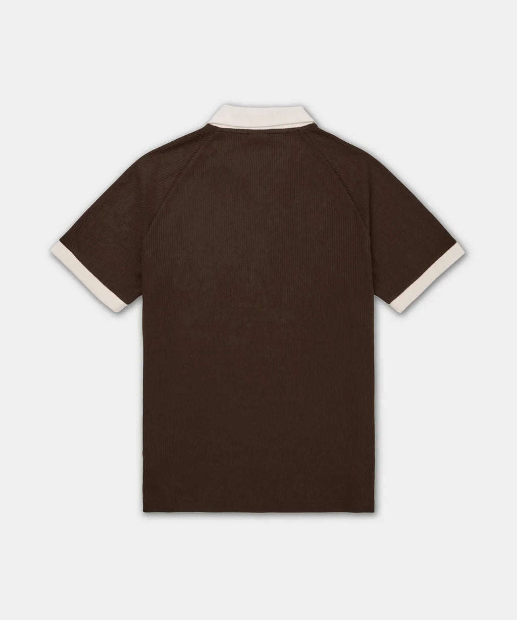 Adidas Waffle Short-Sleeved Polo Shirt - Dark Brown KB5462