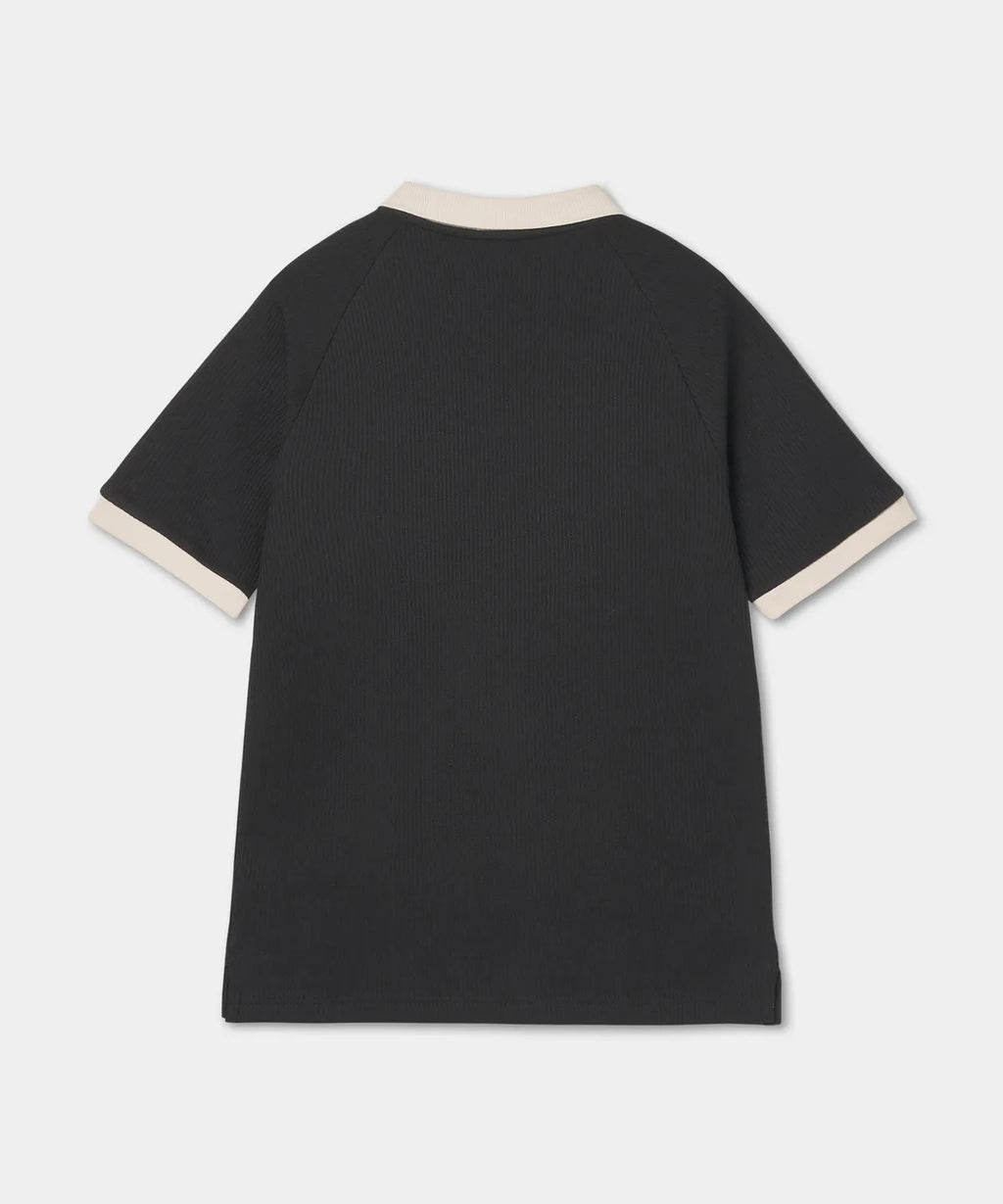 Adidas Waffle Short-Sleeved Polo Shirt - Black JV9266