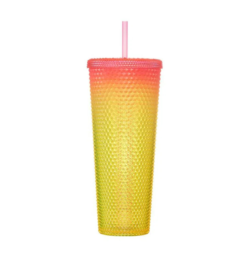 Starbucks 22 Summer Stud Pink Yellow Cold Cup 710ml
