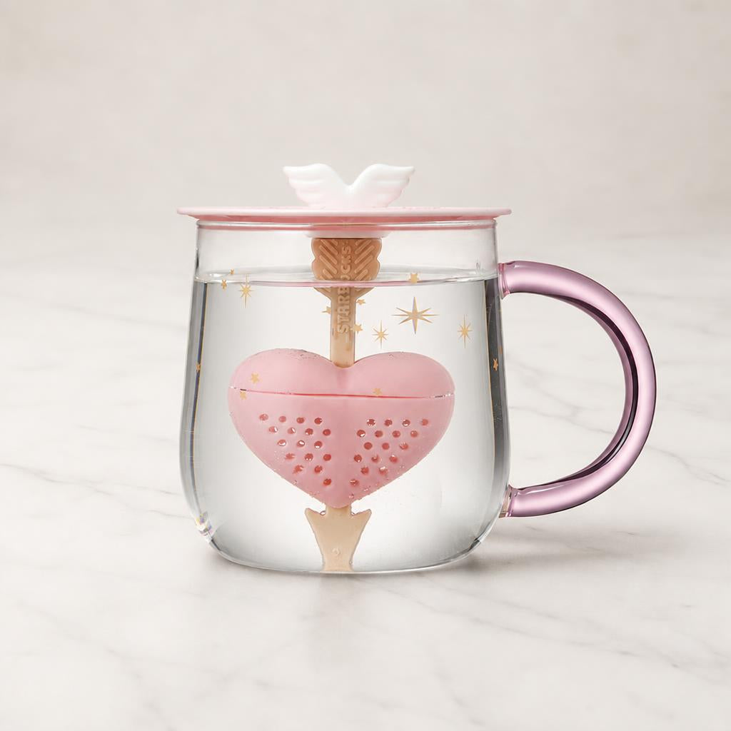 Starbucks Color Changing Tea Infuser Glass 414ml Heart 2021 Valentine
