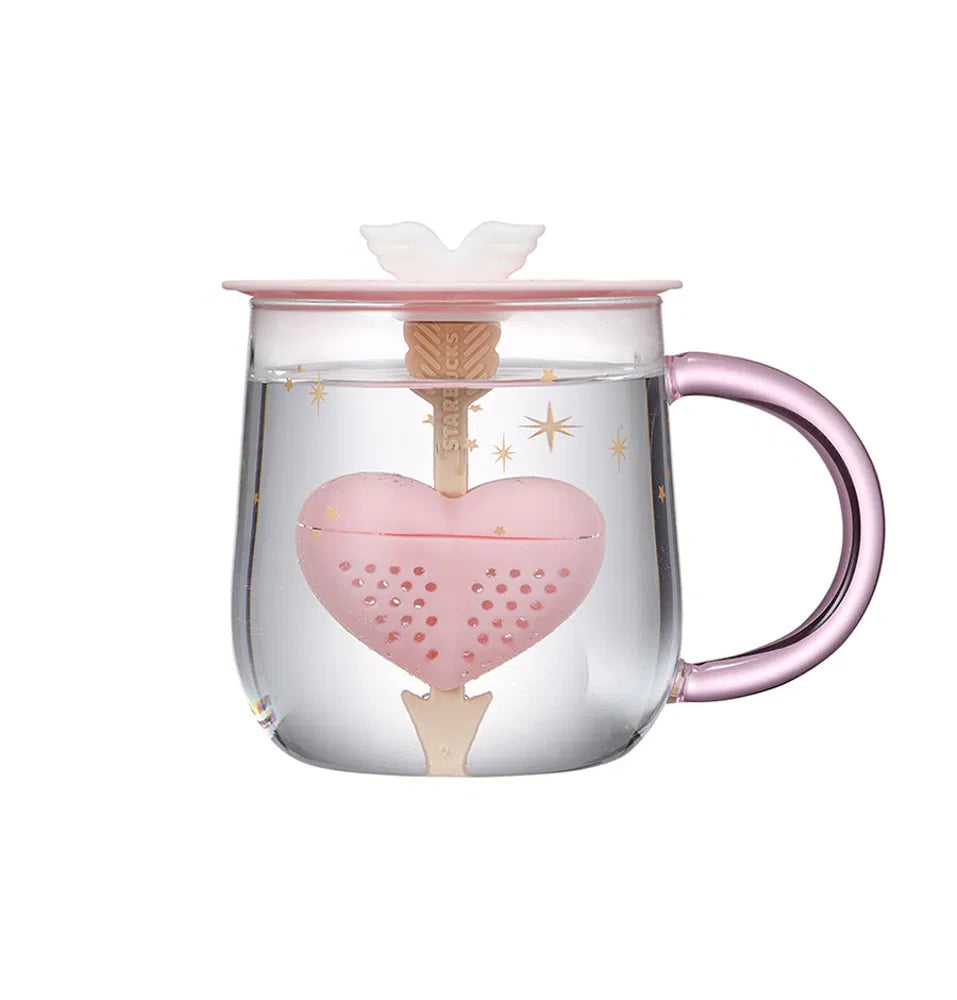 Starbucks Color Changing Tea Infuser Glass 414ml Heart 2021 Valentine