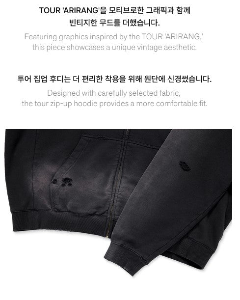 BTS Zip-up Hoodie Charcoal Authentic K-POP