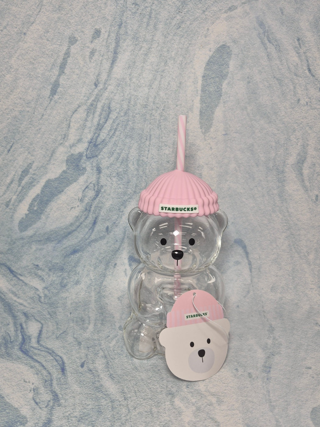 Starbucks Baby Pink Bearista Glass Cold Cup 591ml, Gift for Foreign Guests